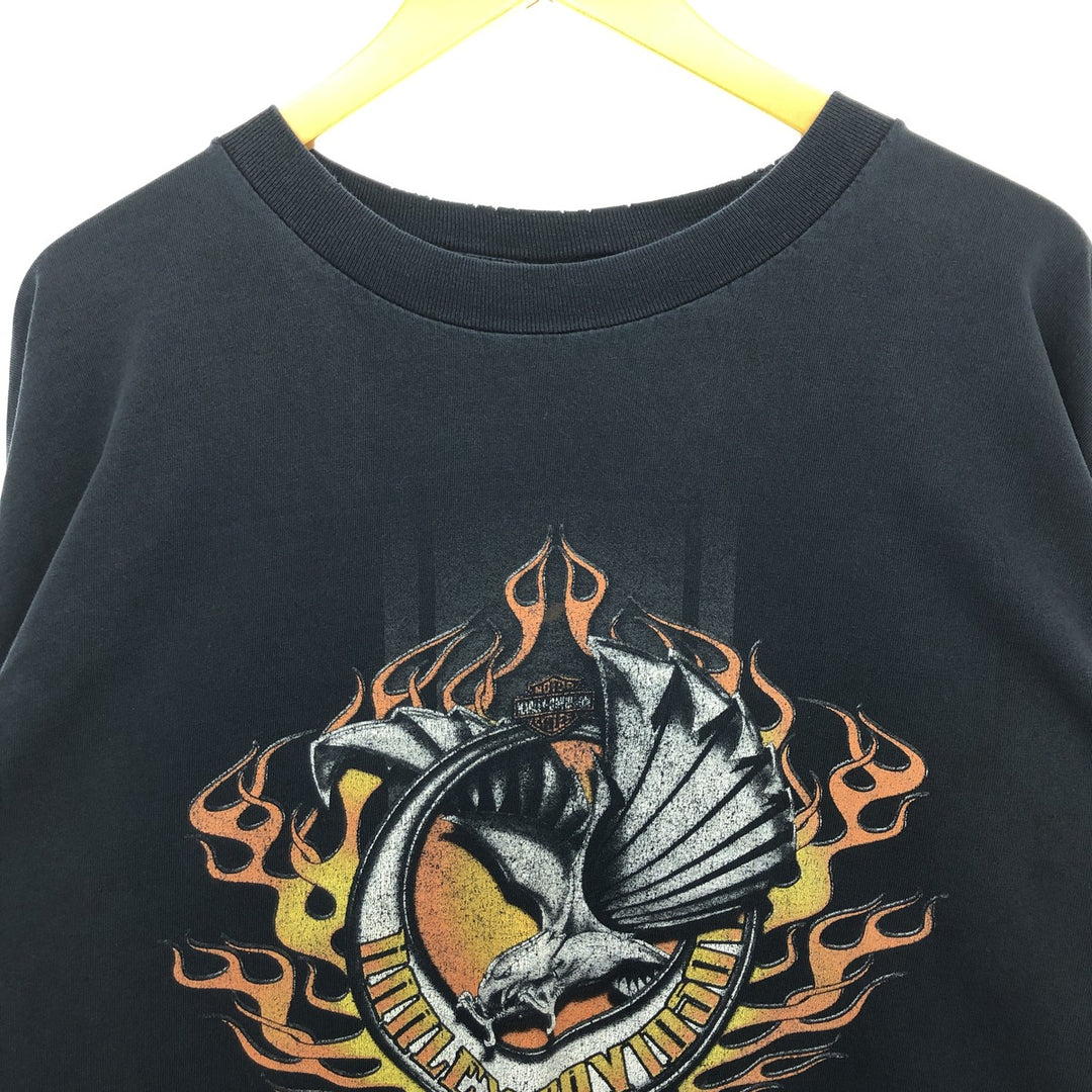 Big size 00'S Harley Davidson Eagle Pattern Fire Pattern Long T-shirt Long T Men's XXXL equivalent /eaa432258