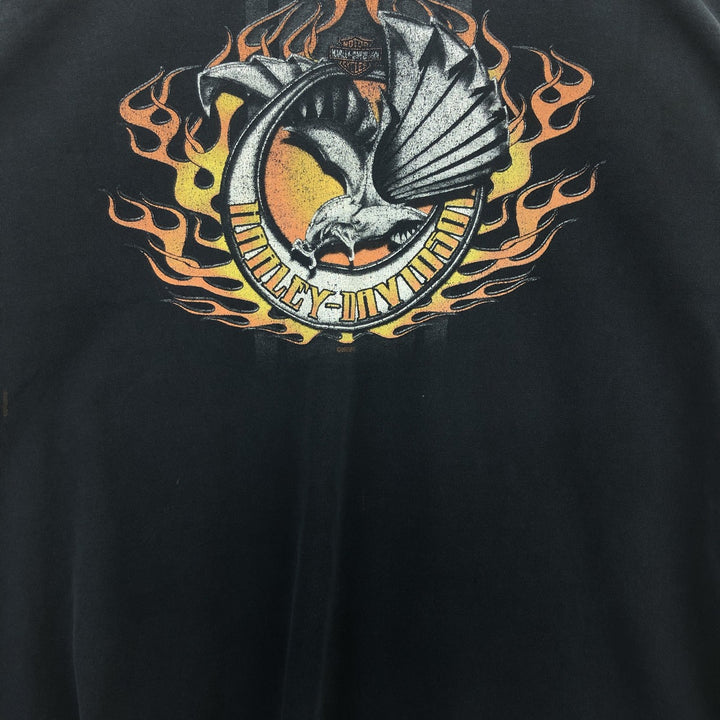 Big size 00'S Harley Davidson Eagle Pattern Fire Pattern Long T-shirt Long T Men's XXXL equivalent /eaa432258