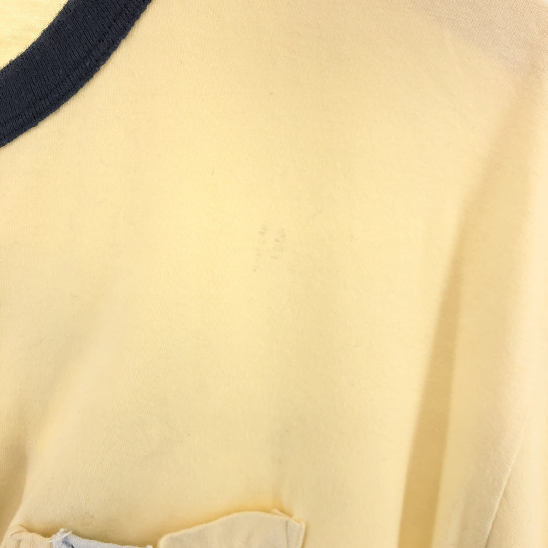 NAUTICA Back Print Short Sleeve Pocket T-Shirt Men's L cotton yellow type Vintage Second Hand