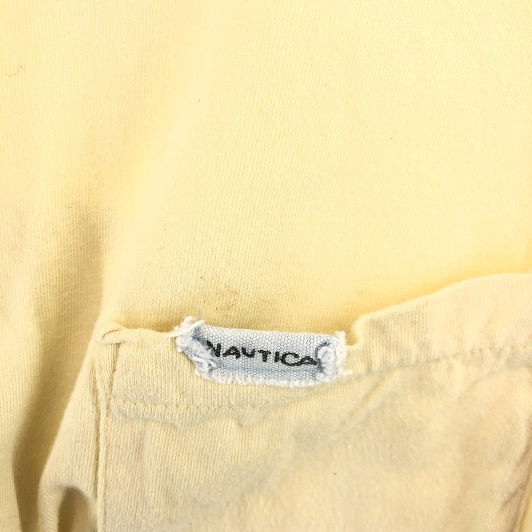 NAUTICA Back Print Short Sleeve Pocket T-Shirt Men's L cotton yellow type Vintage Second Hand