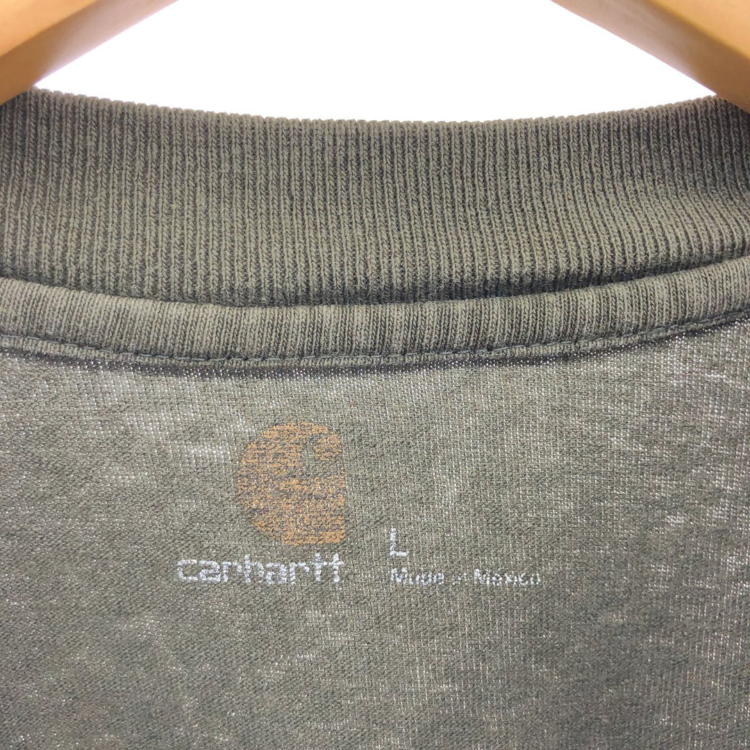 Carhartt Henley Neck Short Sleeve One Point Logo Pocket T-Shirt Men's L Size / eaa432418