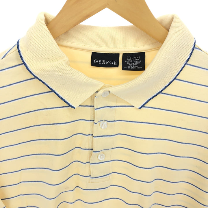 GEORGE short sleeve striped polo shirt, men's size L /eaa432516