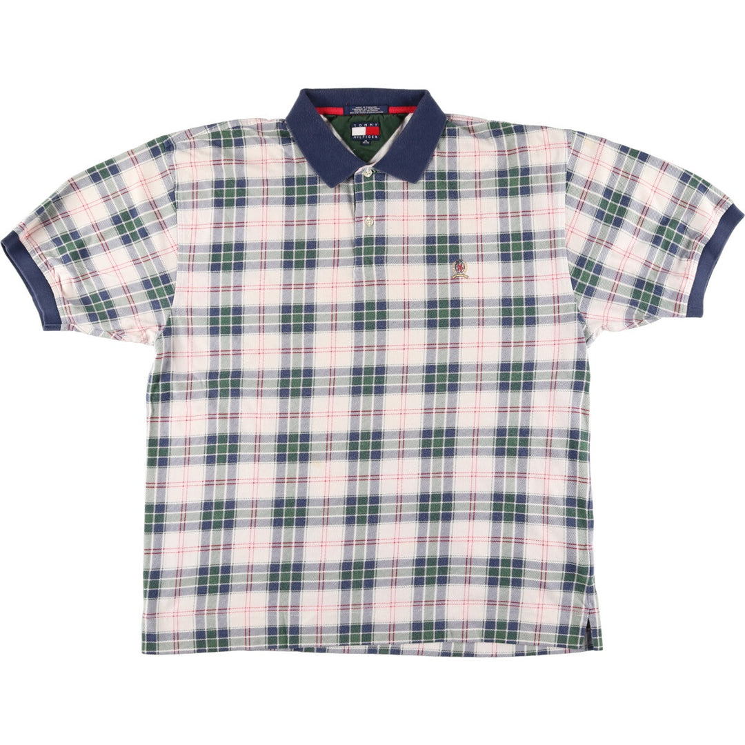 90s~ Tommy Hilfiger short sleeve check polo shirt men's XL size vintage / eaa432560