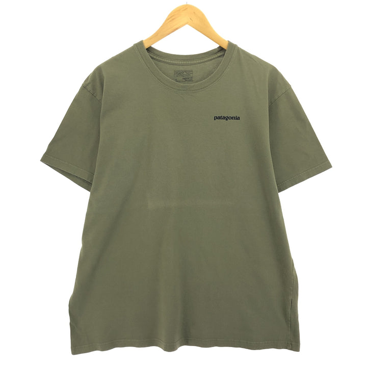 Patagonia REGULAR FIT 38906FA16 Back Print Short Sleeve Logo T-Shirt Men's XL cotton Khaki type sage green Vintage Second Hand