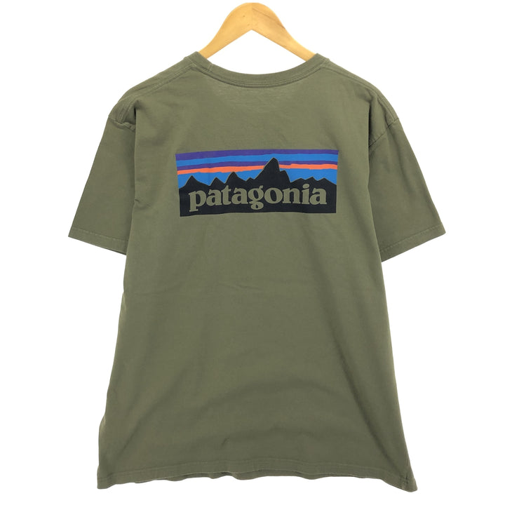 Patagonia REGULAR FIT 38906FA16 Back Print Short Sleeve Logo T-Shirt Men's XL cotton Khaki type sage green Vintage Second Hand