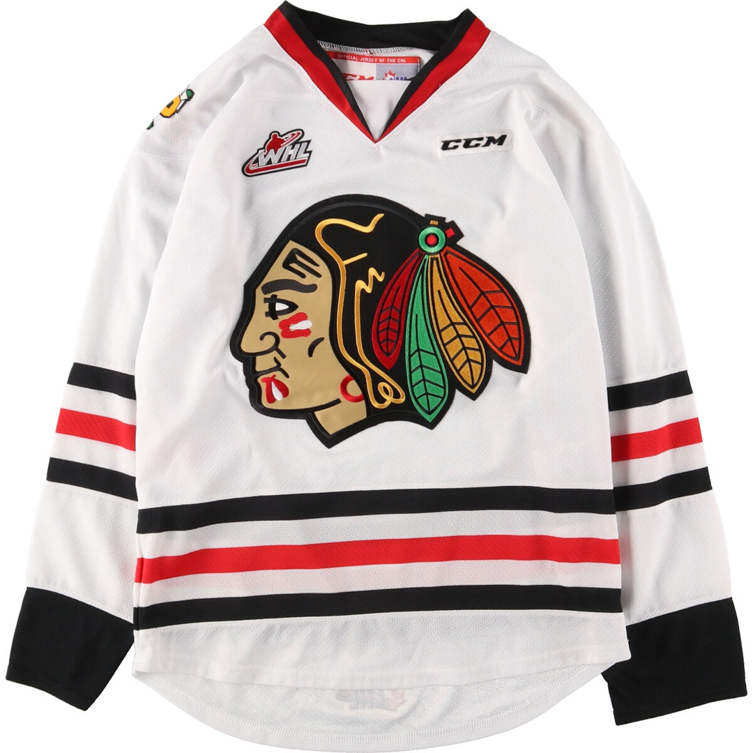 CCM NHL CHICAGO BLACKHAWKS Chicago Blackhawks V-neck mesh game shirt hockey shirt made in Canada men's S /eaa432665