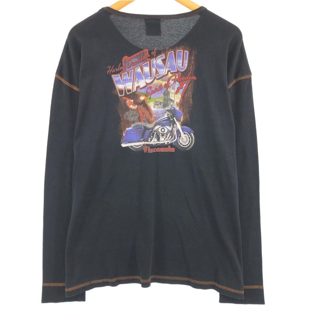 00'S Harley-Davidson Long Sleeve T-Shirt Made in USA Men's XXL cotton black type Vintage Second Hand