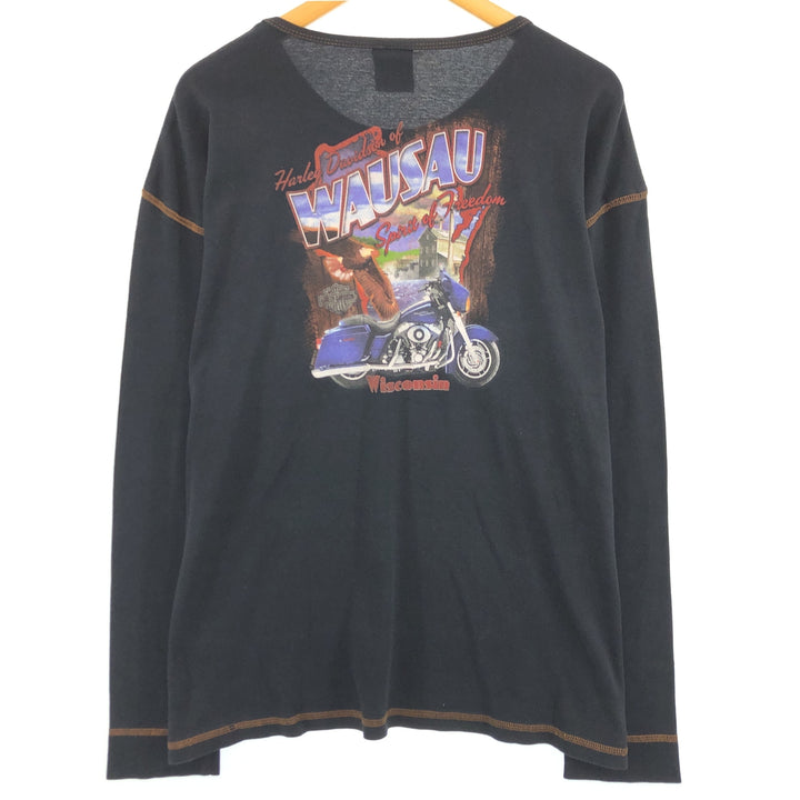 00'S Harley-Davidson Long Sleeve T-Shirt Made in USA Men's XXL cotton black type Vintage Second Hand