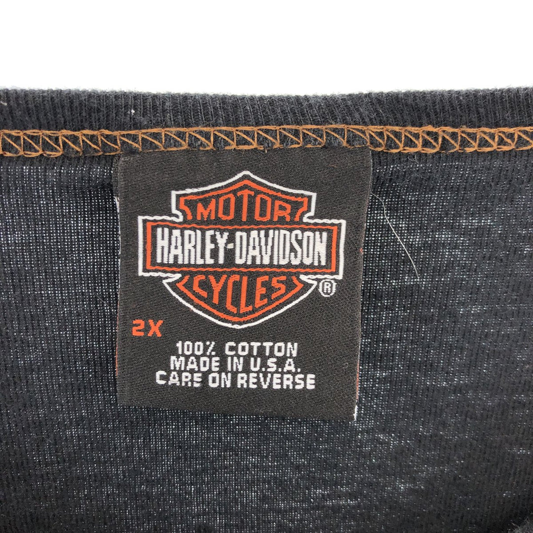 00'S Harley-Davidson Long Sleeve T-Shirt Made in USA Men's XXL cotton black type Vintage Second Hand