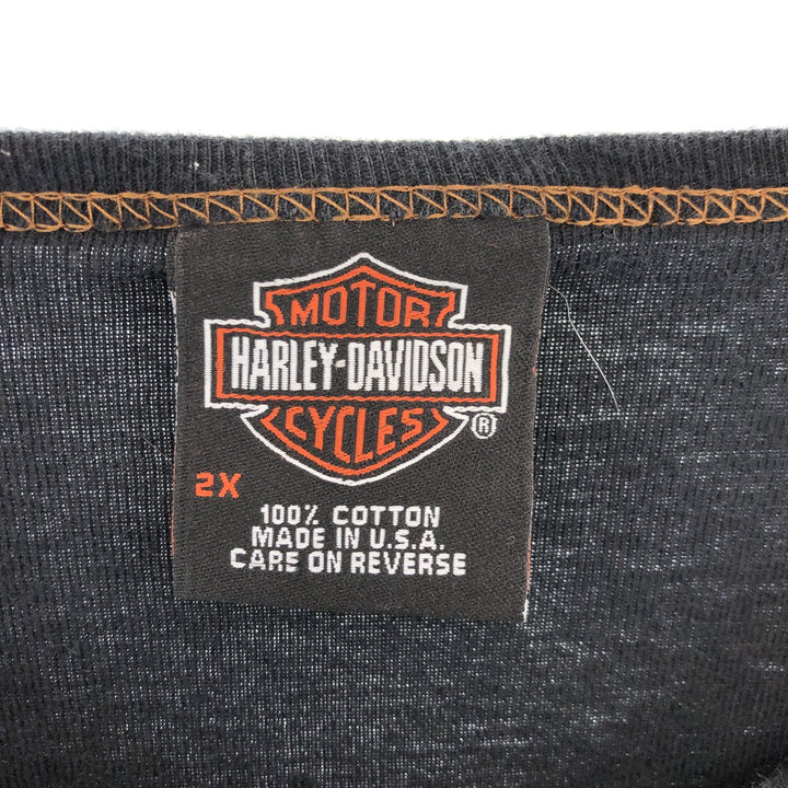 00'S Harley-Davidson Long Sleeve T-Shirt Made in USA Men's XXL cotton black type Vintage Second Hand