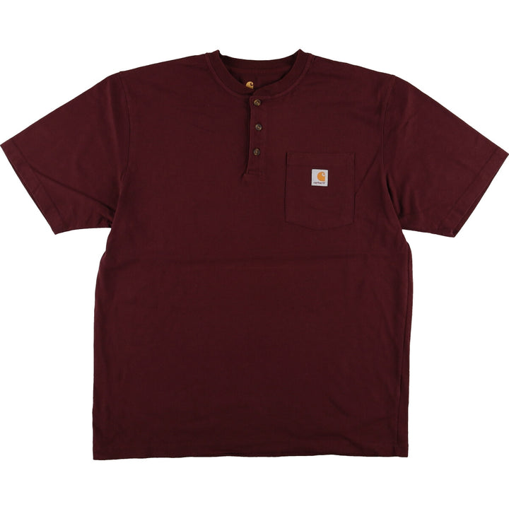 Carhartt ORIGINAL FIT Henley neck short sleeve one point logo pocket T-shirt Men's L size / eaa432778