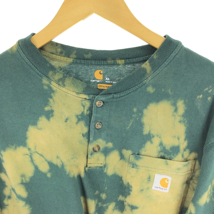 Carhartt ORIGINAL FIT Tie-dye Pattern Henley Neck Long T-shirt Men's XL equivalent /eaa432886