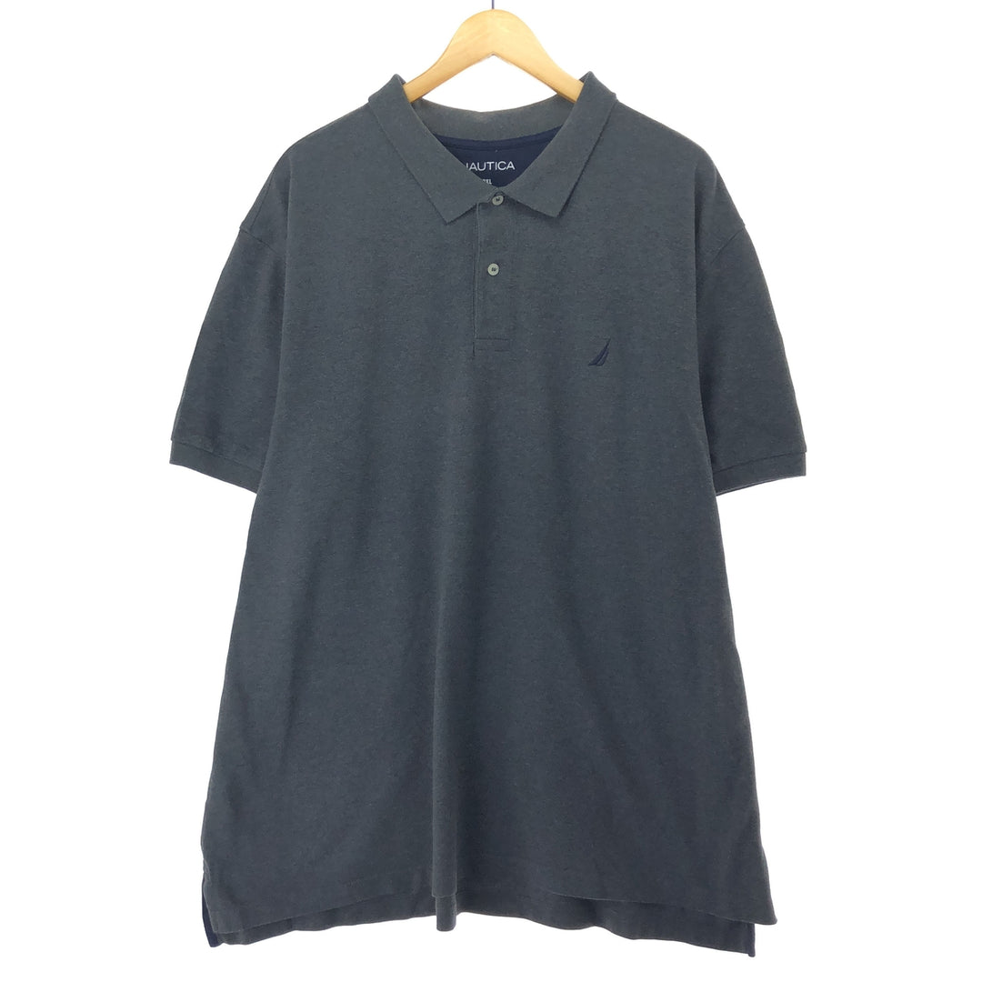 NAUTICA short sleeve polo shirt, men's XXL unclear gray type Vintage Second Hand
