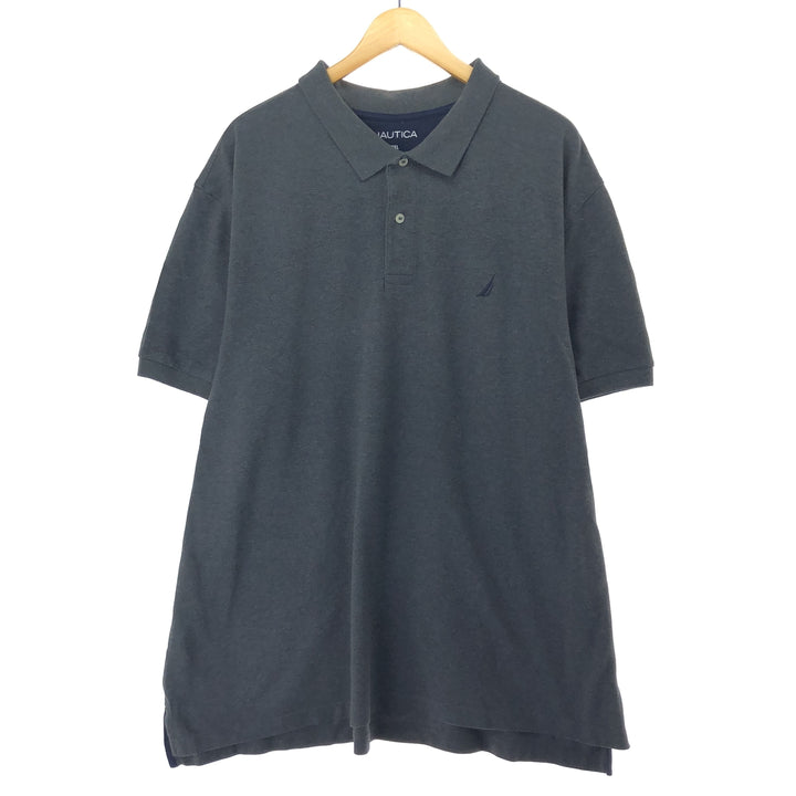 NAUTICA short sleeve polo shirt, men's XXL unclear gray type Vintage Second Hand