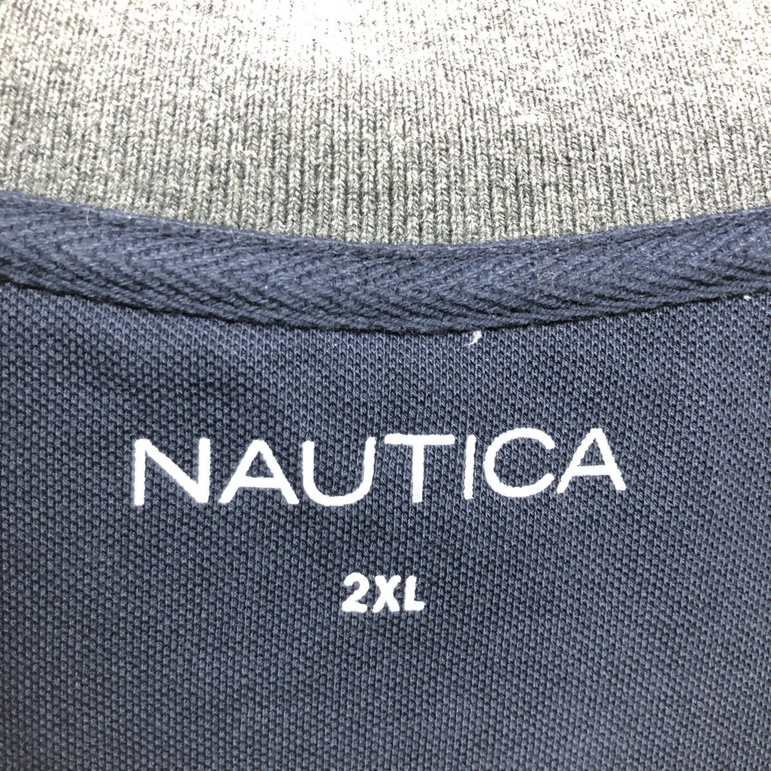 NAUTICA short sleeve polo shirt, men's XXL unclear gray type Vintage Second Hand
