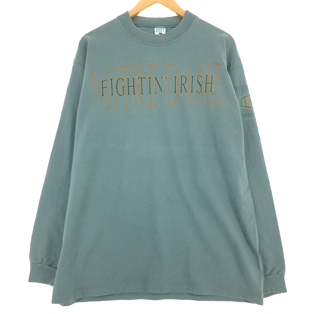 90'S NOTRE DAME University of Notre Dame FIGHTIN' IRISH Long Sleeve T-Shirt, Made in USA, Men's L Size, Vintage /eaa432992