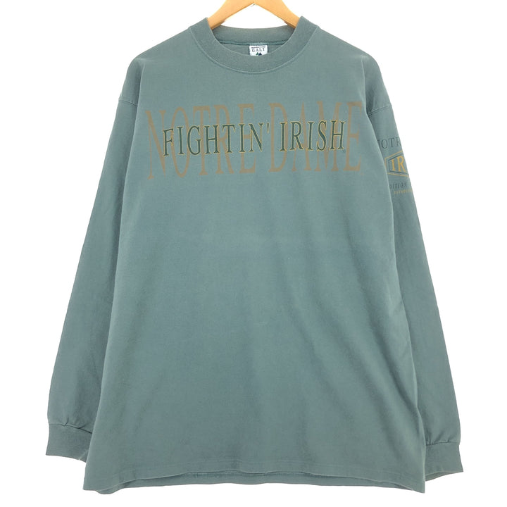 90'S NOTRE DAME University of Notre Dame FIGHTIN' IRISH Long Sleeve T-Shirt, Made in USA, Men's L Size, Vintage /eaa432992