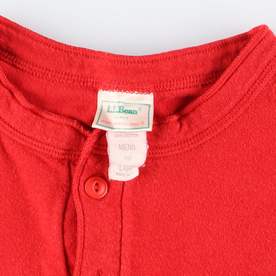~90'S LLBean Henley neck long T-shirt long T Made in USA Men's L Vintage /eaa433135