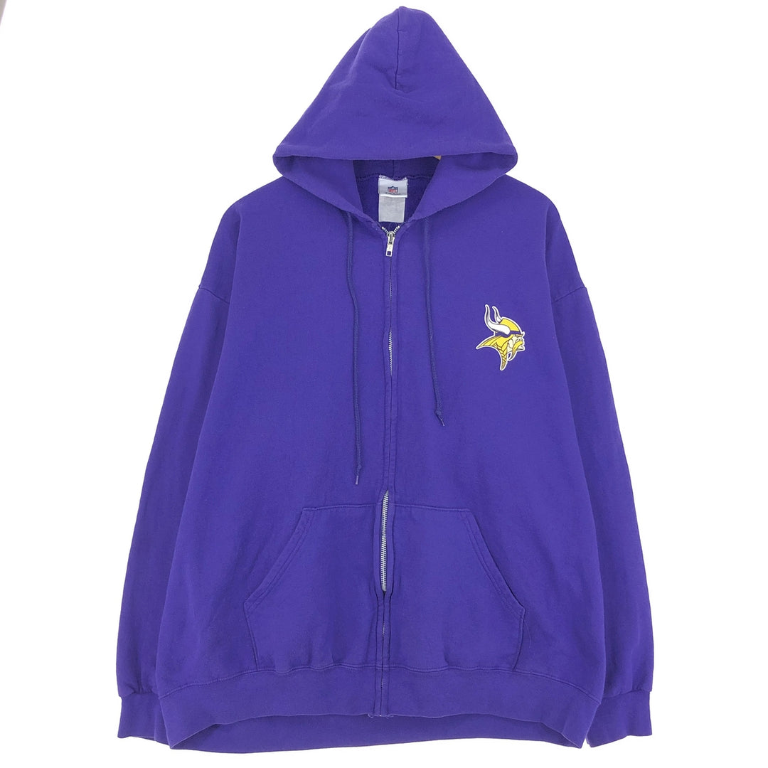 TEAM NFL Minnesota Vikings Double-sided Print Character Sweatshirt Full Zip Hoodie Men's XL Vintage /eaa433265