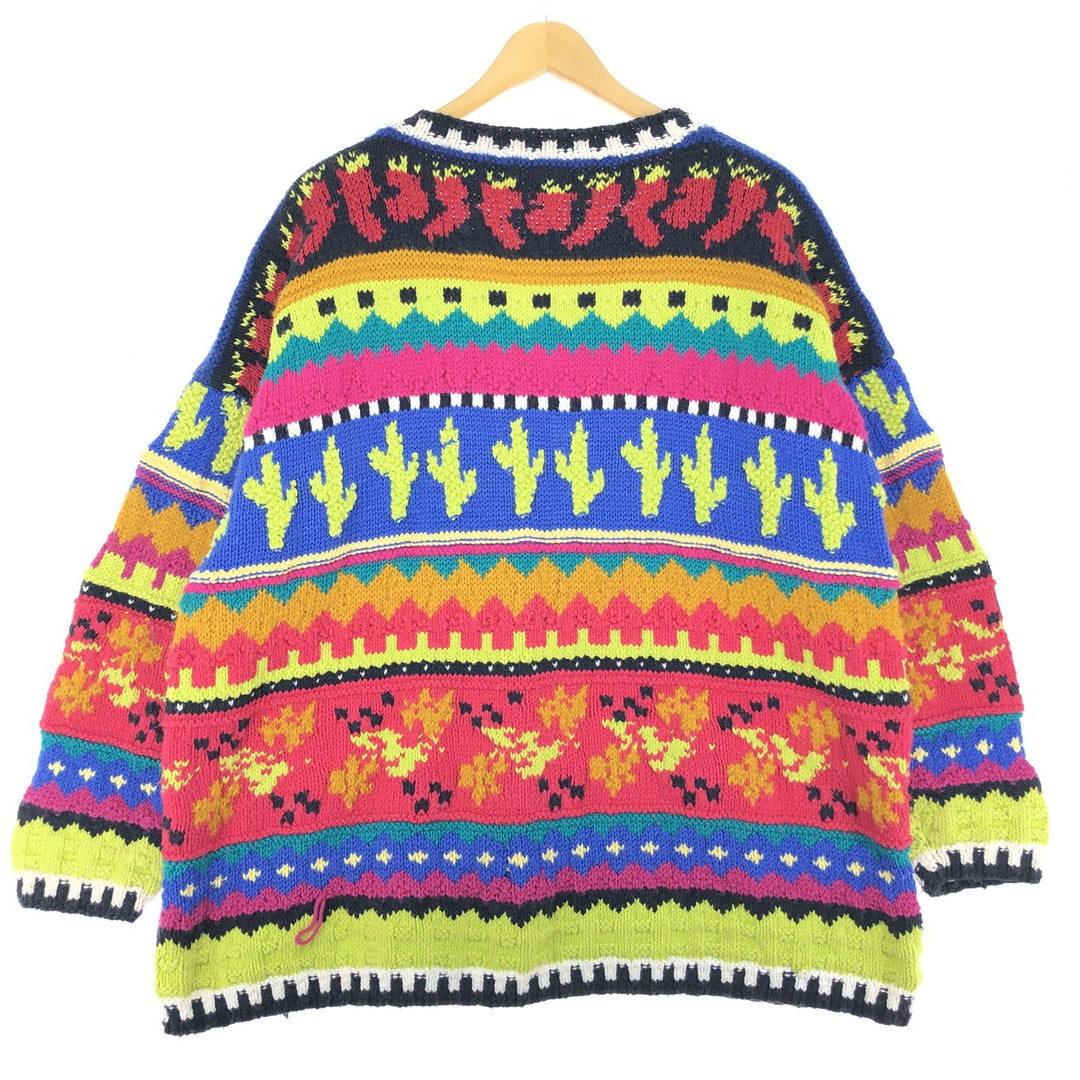 90'S all-over print knit cardigan, ladies' XL /eaa433299