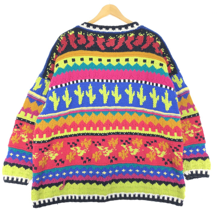 90'S all-over print knit cardigan, ladies' XL /eaa433299