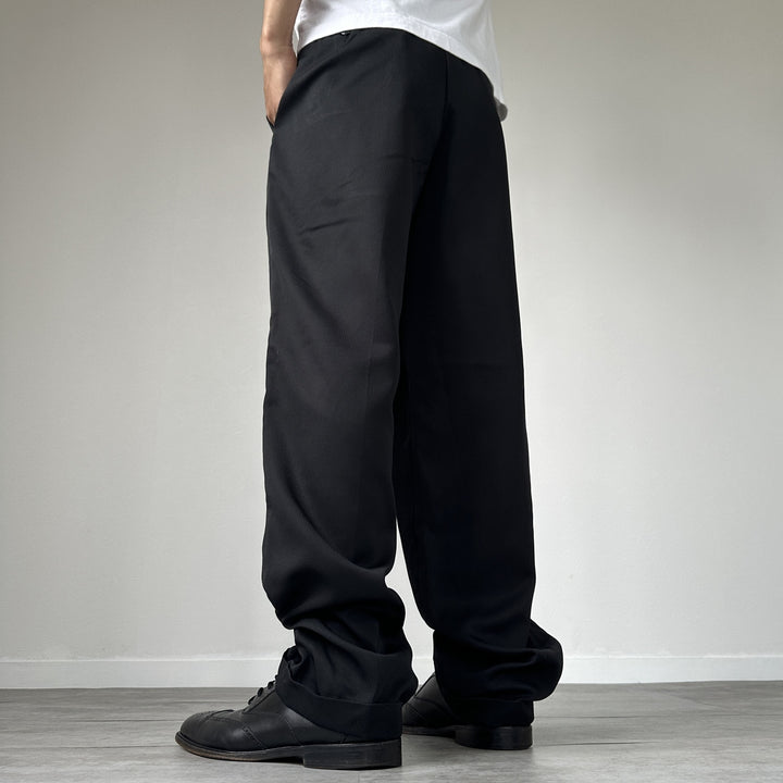 CLAIBORNE Two-pleat slacks pants for men, size w32 polyester black type Vintage Second Hand