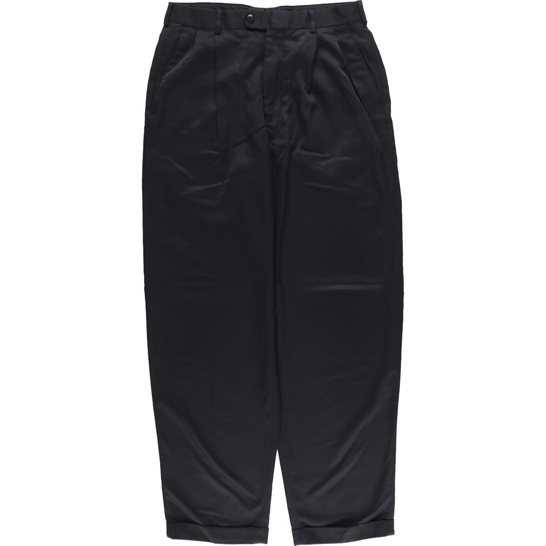 CLAIBORNE Two-pleat slacks pants for men, size w32 polyester black type Vintage Second Hand