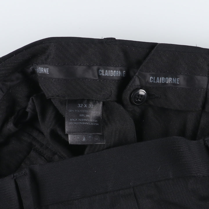 CLAIBORNE Two-pleat slacks pants for men, size w32 polyester black type Vintage Second Hand