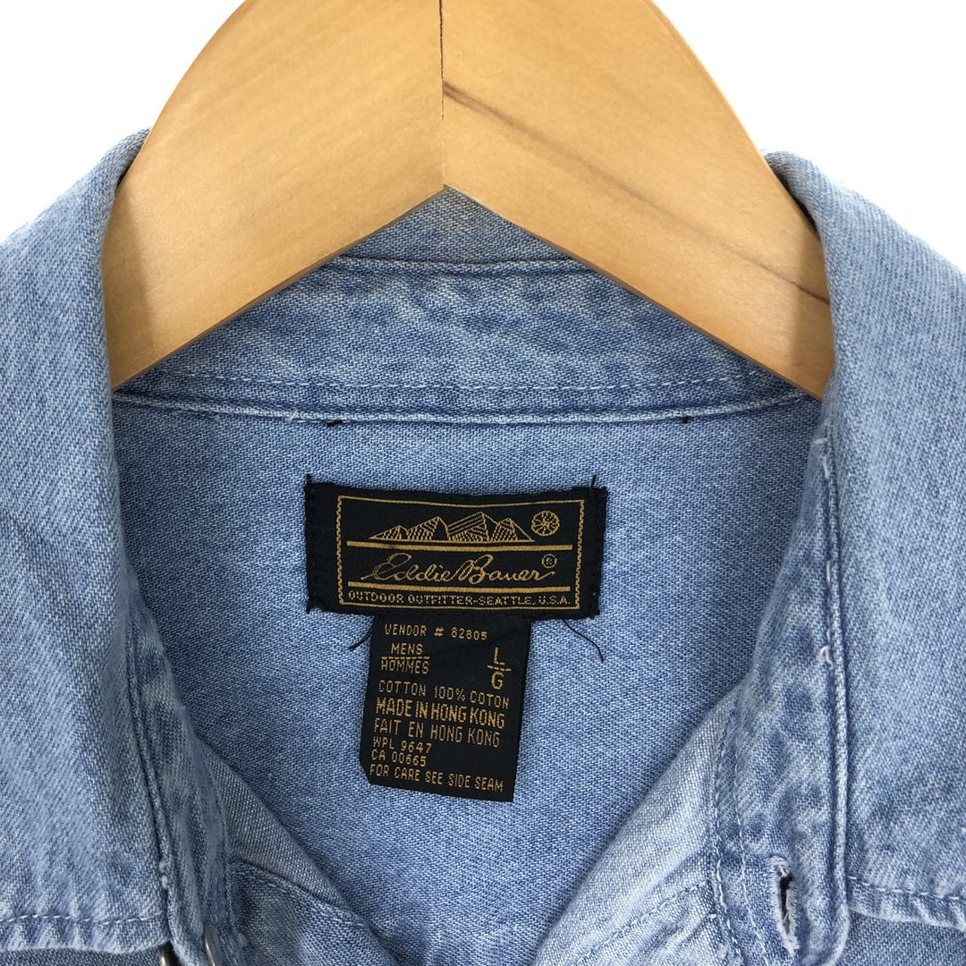 80s-90'S Eddie Bauer Long Sleeve Denim Shirt Men's L Vintage / eaa433855