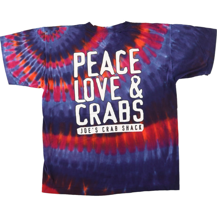 80s-90'S ALORE Jaws Crab Shack Tie-dye Pattern Peace Mark Print T-shirt Made in USA Men's L Vintage/eaa433913