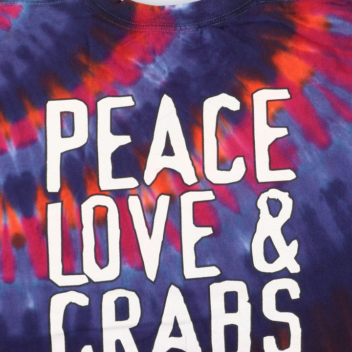 80s-90'S ALORE Jaws Crab Shack Tie-dye Pattern Peace Mark Print T-shirt Made in USA Men's L Vintage/eaa433913