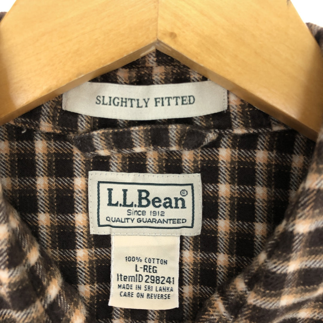 00'S LLBean Long Sleeve Light Flannel Check Shirt Men's L /eaa433966