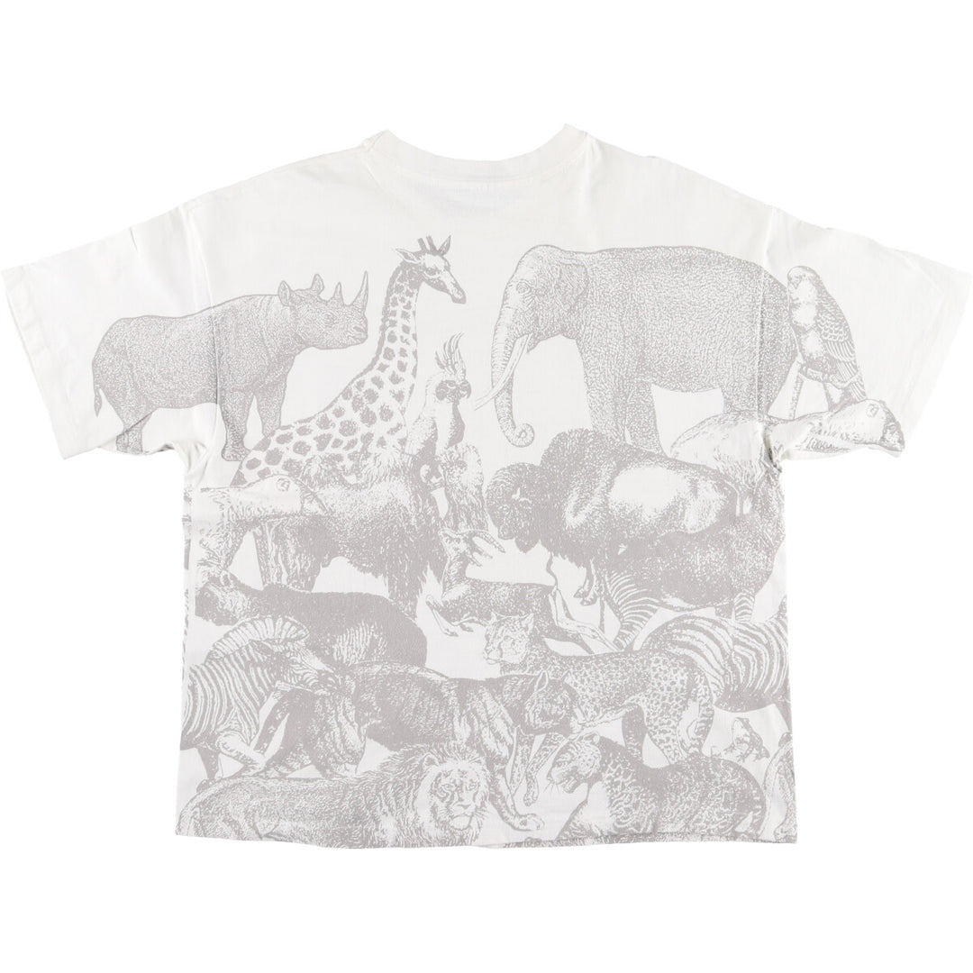 90'S Hanes BEEFY-T double-sided animal print T-shirt made in USA men's XL vintage /eaa433986