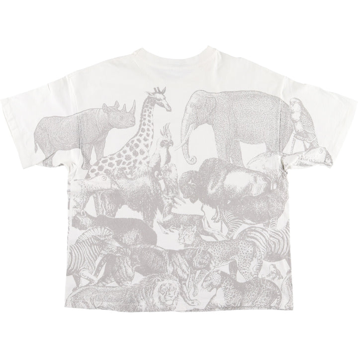 90'S Hanes BEEFY-T double-sided animal print T-shirt made in USA men's XL vintage /eaa433986