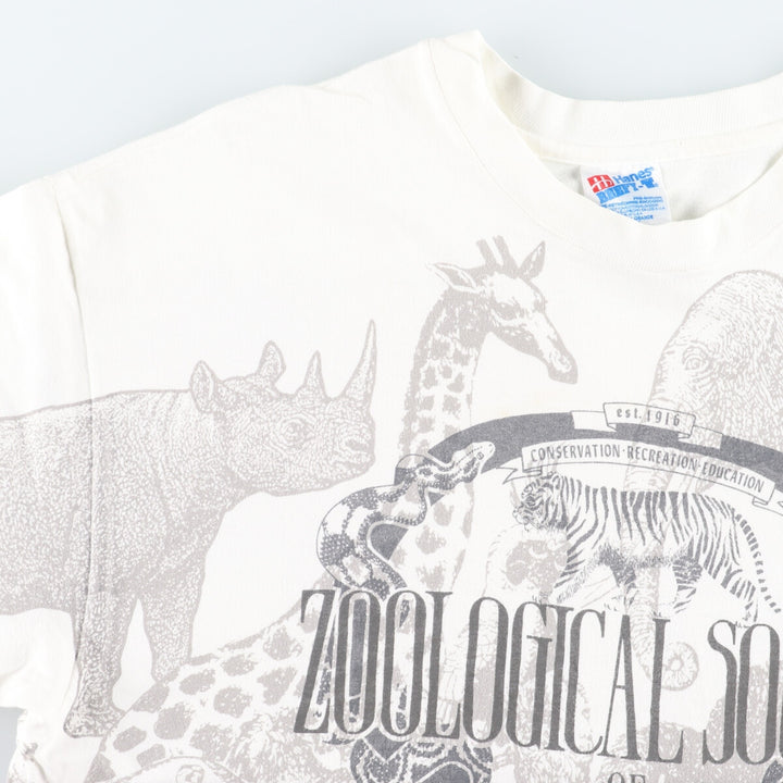 90'S Hanes BEEFY-T double-sided animal print T-shirt made in USA men's XL vintage /eaa433986
