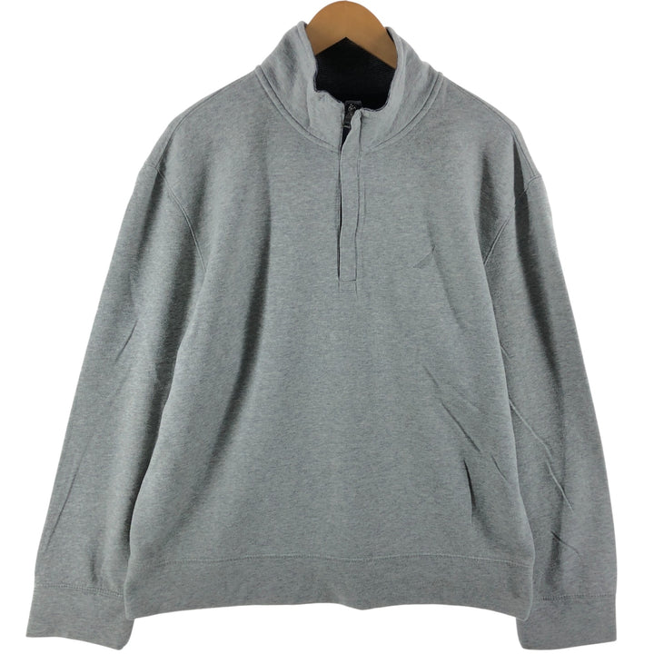 NAUTICA Half-Zip Sweatshirt, Men's Size L cotton gray type Vintage Second Hand