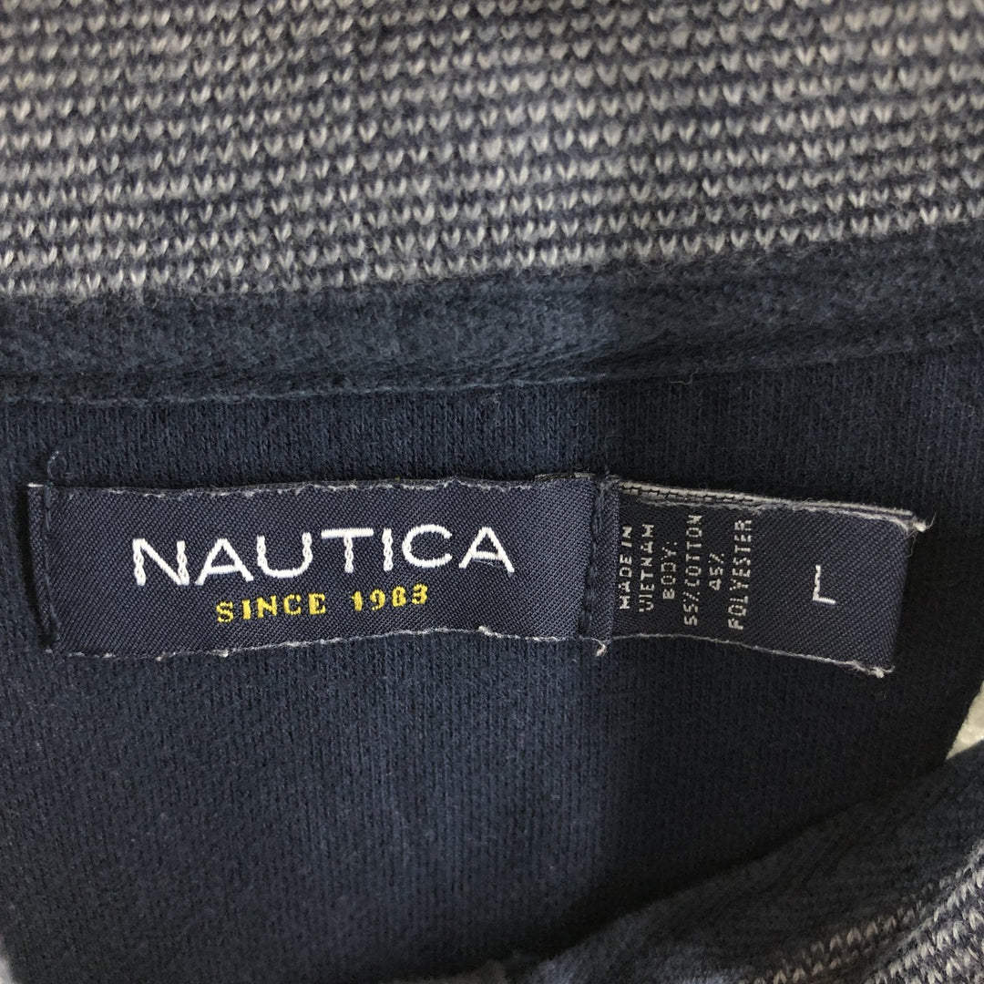 NAUTICA Half-Zip Sweatshirt, Men's Size L cotton gray type Vintage Second Hand