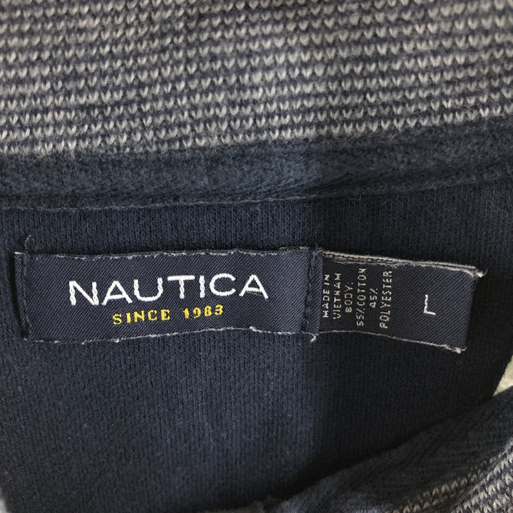 NAUTICA Half-Zip Sweatshirt, Men's Size L cotton gray type Vintage Second Hand