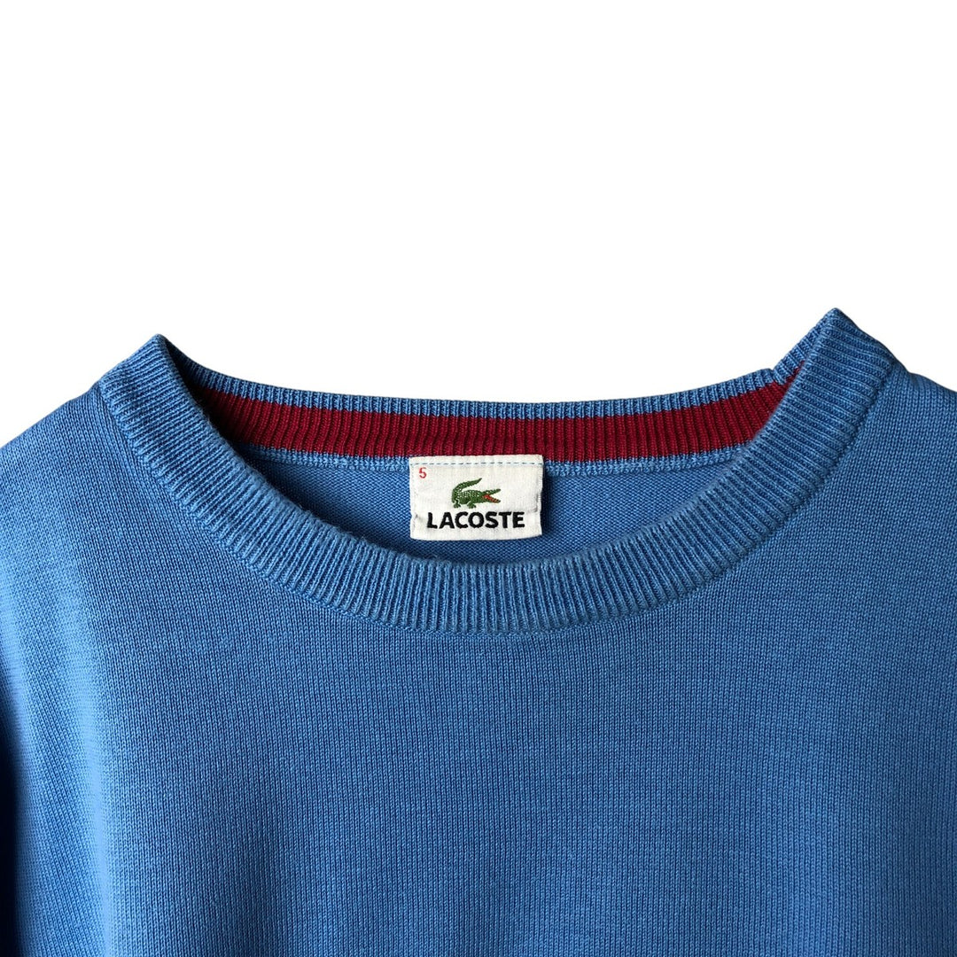 Lacoste Cotton Knit Sweater, Size 5, Men's Size L cotton Blue type light blue Vintage Second Hand