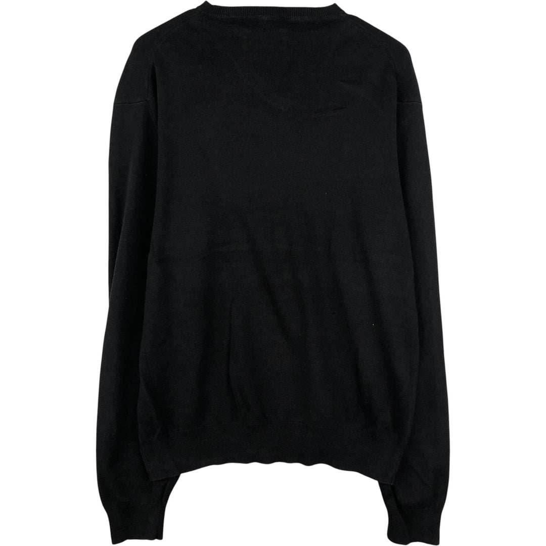 Ralph Lauren POLO by Ralph Lauren V-neck Pima cotton knit sweater, men's size L Pima Cotton black type Vintage Second Hand