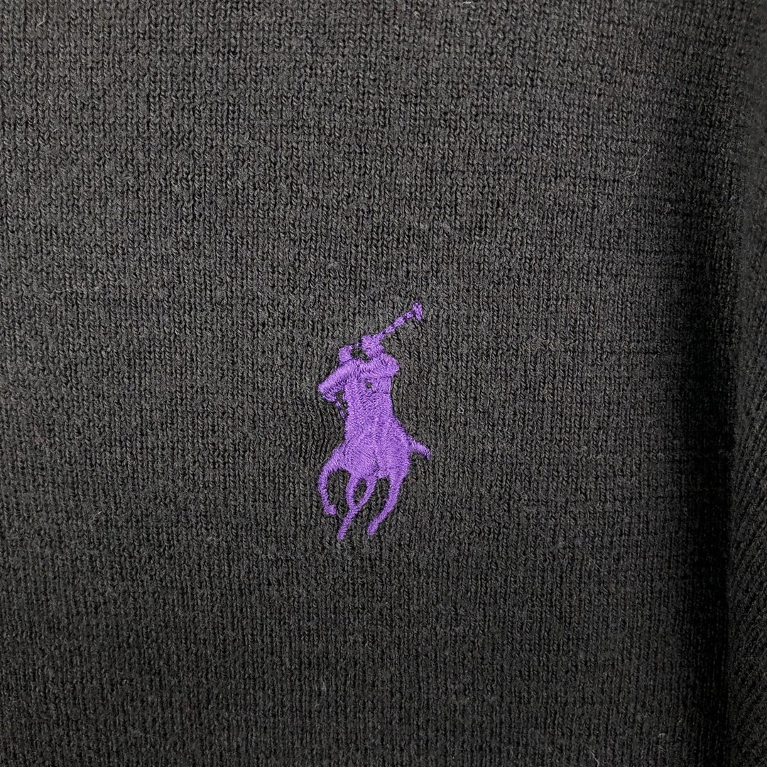 Ralph Lauren POLO by Ralph Lauren V-neck Pima cotton knit sweater, men's size L Pima Cotton black type Vintage Second Hand