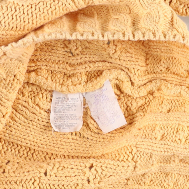 Vintage 1980'S LL Bean cable knit roll neck cotton knit sweater, Made in USA, Women's XL cotton yellow type Vintage Second Hand