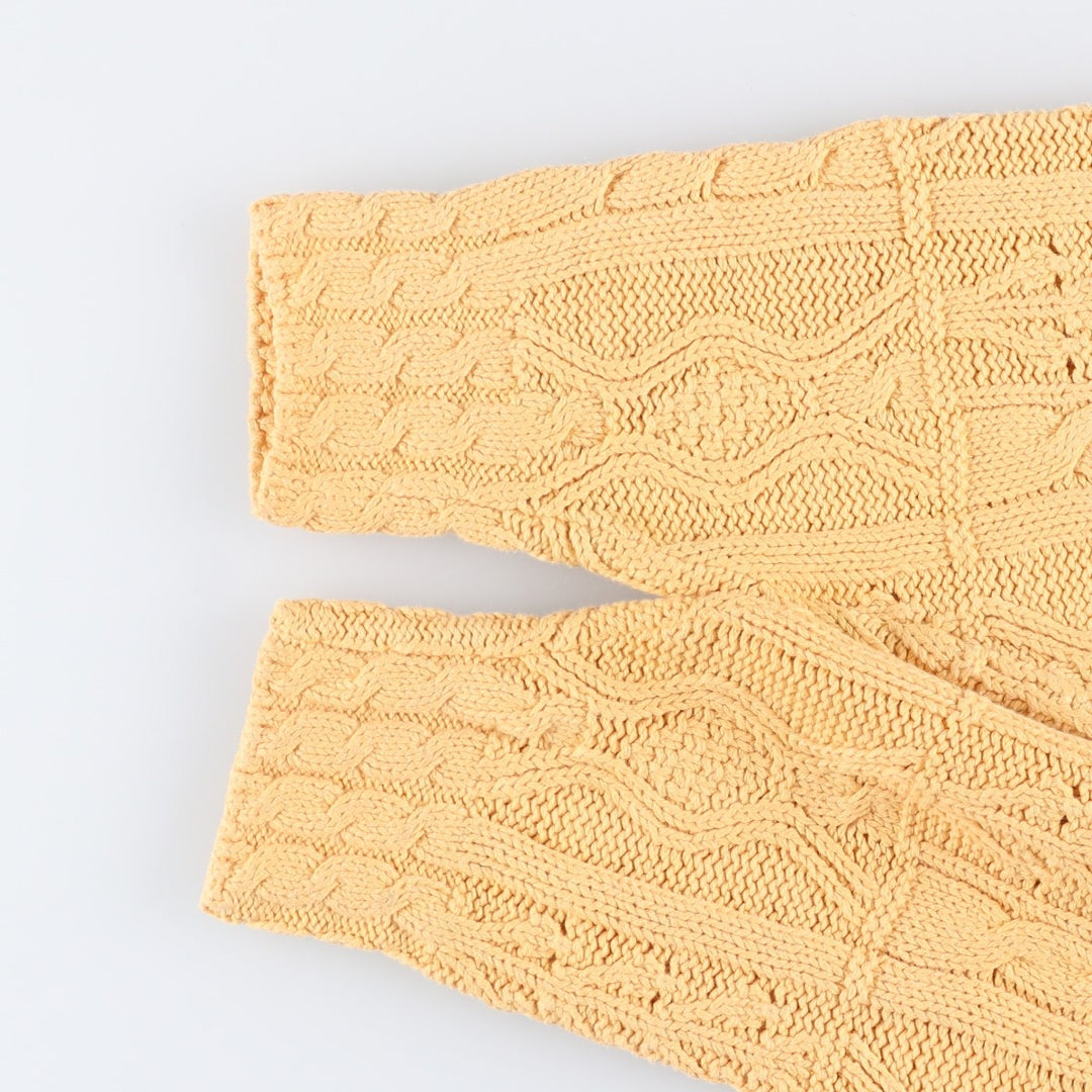 Vintage 1980'S LL Bean cable knit roll neck cotton knit sweater, Made in USA, Women's XL cotton yellow type Vintage Second Hand