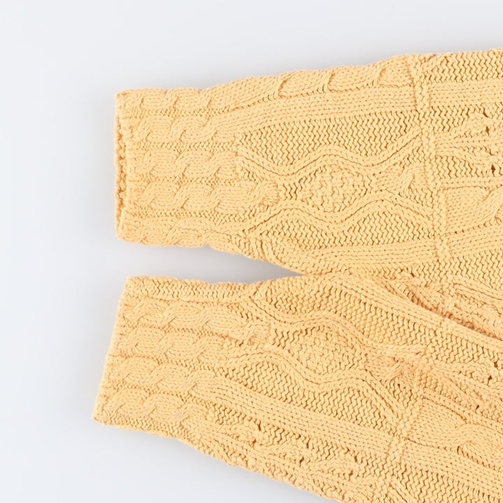 Vintage 1980'S LL Bean cable knit roll neck cotton knit sweater, Made in USA, Women's XL cotton yellow type Vintage Second Hand