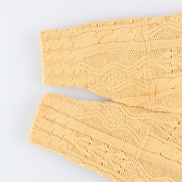 Vintage 1980'S LL Bean cable knit roll neck cotton knit sweater, Made in USA, Women's XL cotton yellow type Vintage Second Hand