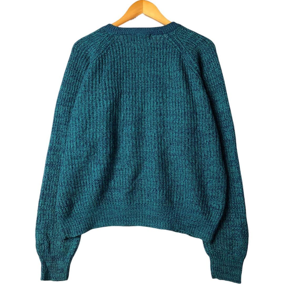 Vintage 90'S St. John's Bay acrylic knit sweater, size M, men's acrylic turquoise blue Vintage Second Hand