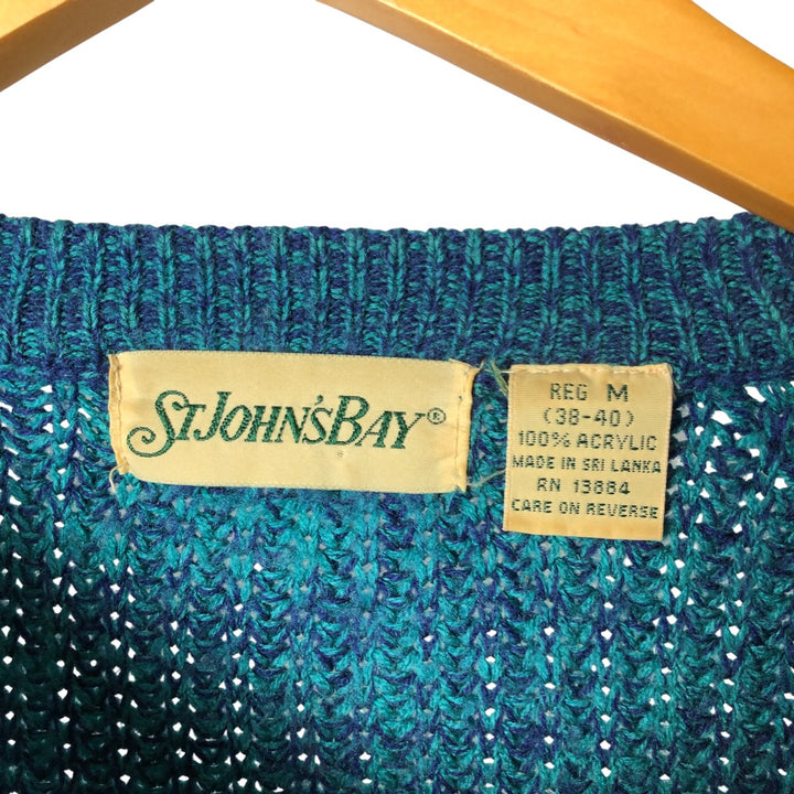 Vintage 90'S St. John's Bay acrylic knit sweater, size M, men's acrylic turquoise blue Vintage Second Hand