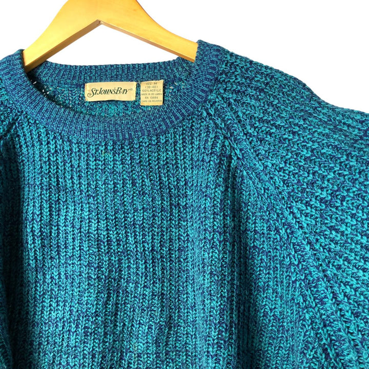 Vintage 90'S St. John's Bay acrylic knit sweater, size M, men's acrylic turquoise blue Vintage Second Hand