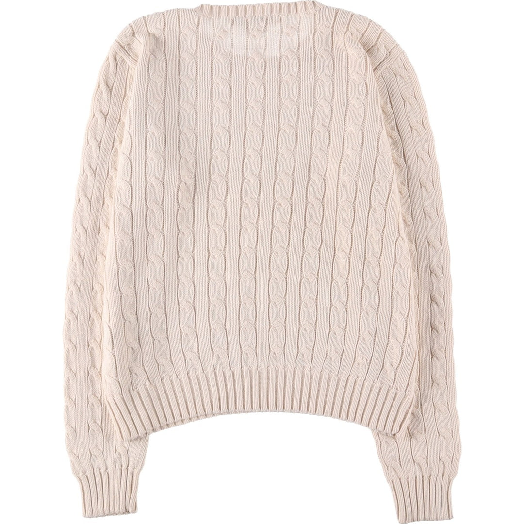 Ralph Lauren Cable Knit Cotton Sweater Women's M Size cotton pale white type Vintage Second Hand
