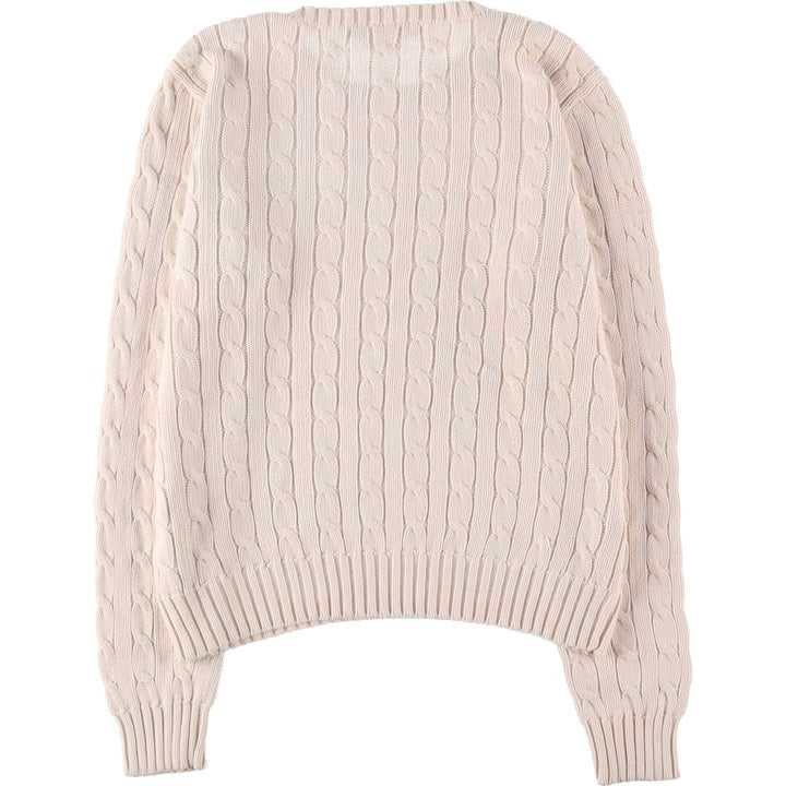 Ralph Lauren Cable Knit Cotton Sweater Women's M Size cotton pale white type Vintage Second Hand